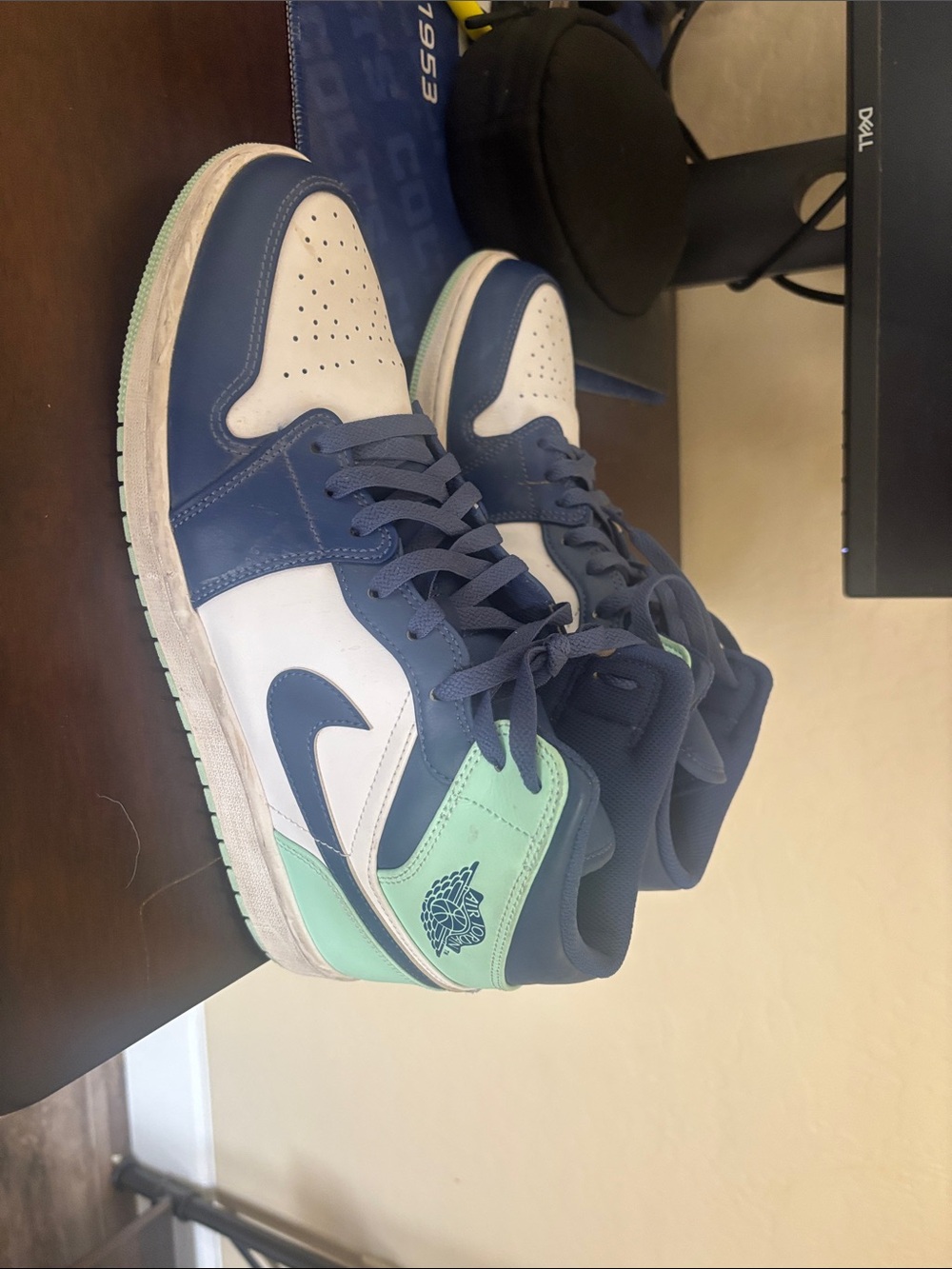 Jordan Men’s High-Top Sneakers in Navy, White & Mint